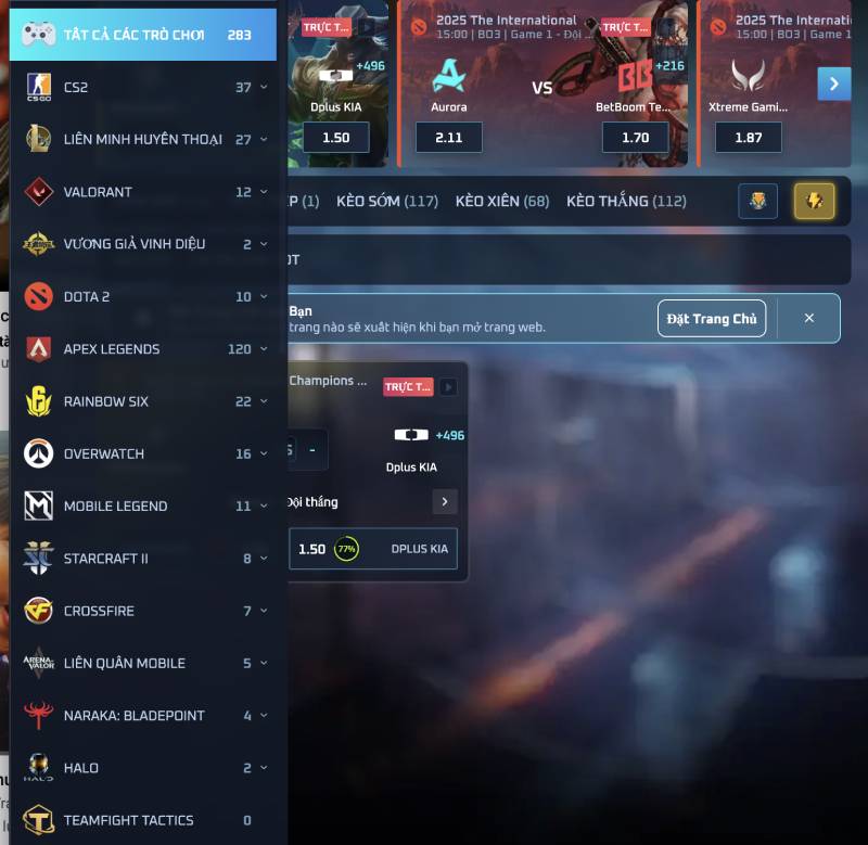 Các tựa game được ưa chuộng trong cá cược eSports